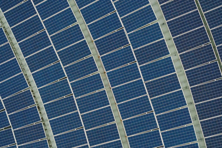 Solar panel field from above.