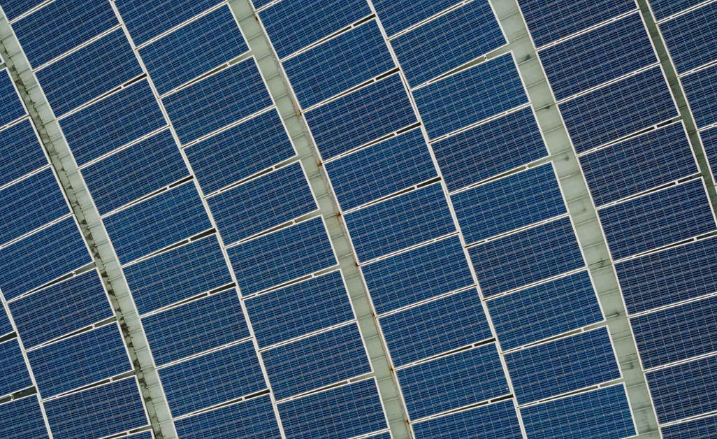 Solar panel field from above.