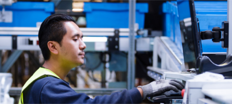 Man in warehouse